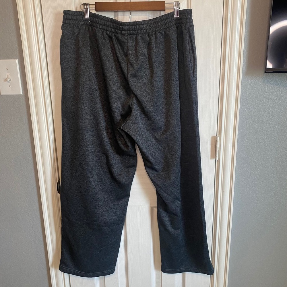 Adidas Mens Fleece Sweatpants 2XL Dark Gray Heather Open Hem Training Pants - Picture 3 of 4